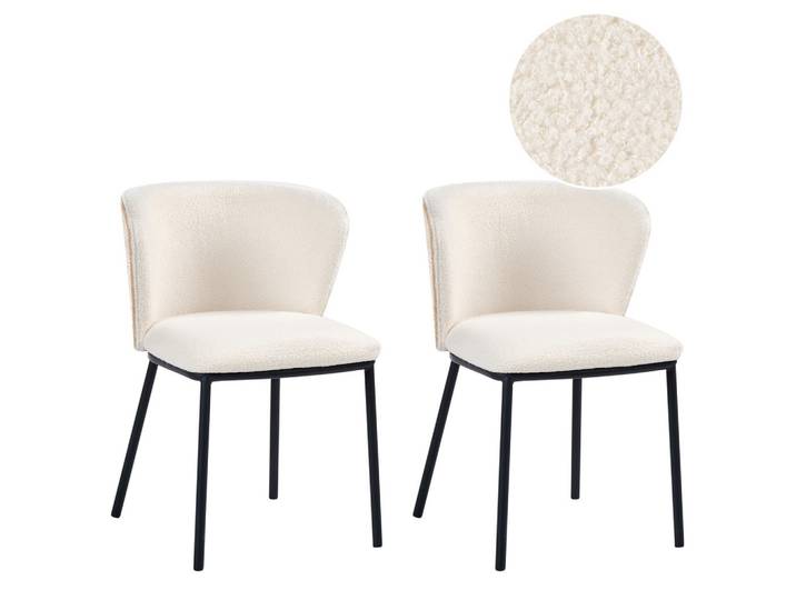 ESSZIMMERSTUHL 2er Set Bouclé Cremeweiß Hoskin