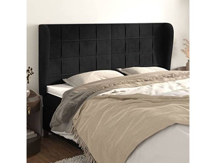 RJPLMFV Kopfteil für Bett, Samt, Schwarz, 118 cm, verstellbar Klassisches Design, weicher Stoff, stabile Holzfüße, Rückenstütze, einfache Montage