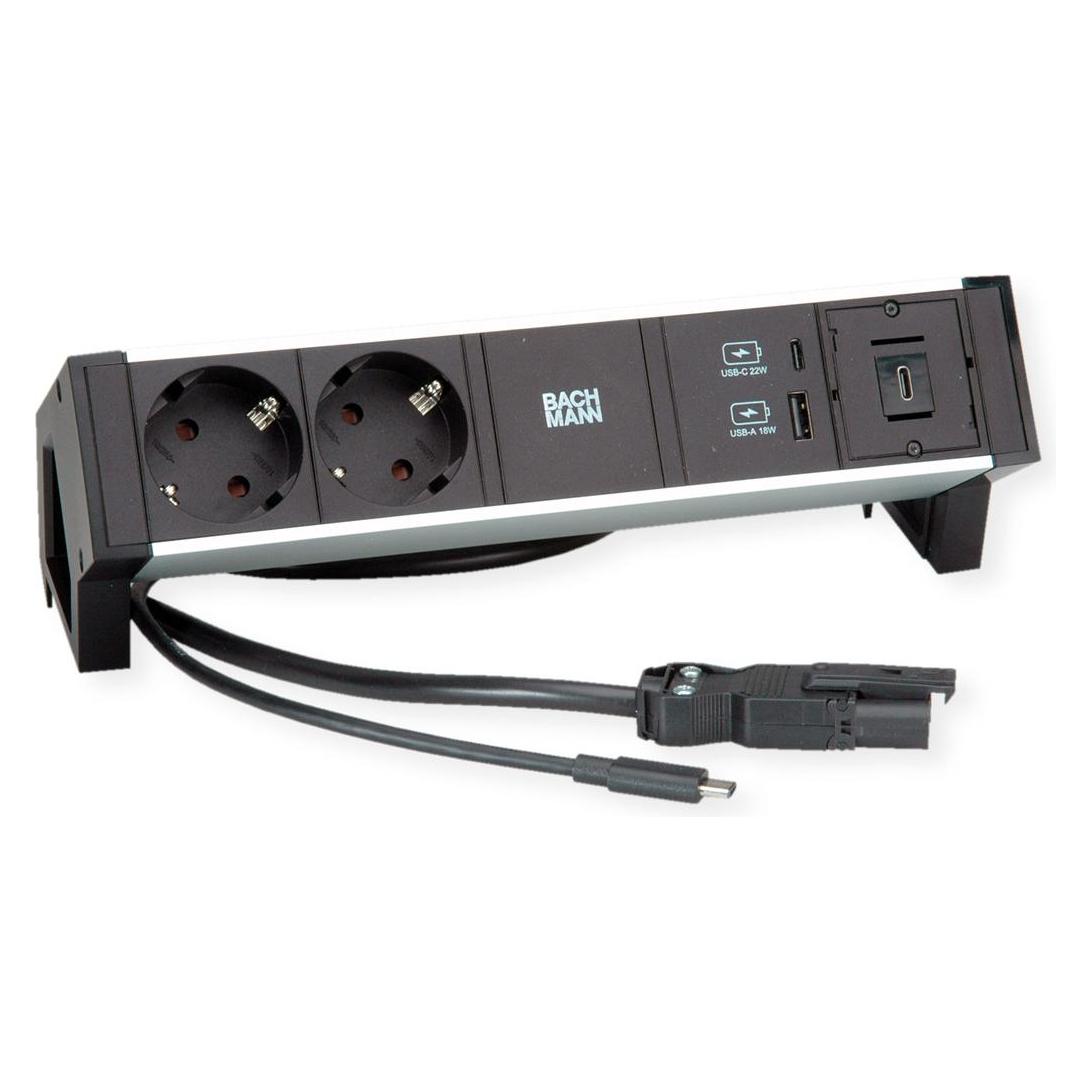 Bachmann Aufbau-Anschlussfelder DESK 2 (3x, CEE 7/3, USB-C, 1 m) (937.3410)