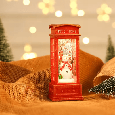 Inspire Picks LED Christmas Phone Booth Light Santa & Snowman Window Scene Decoration 1pcs.