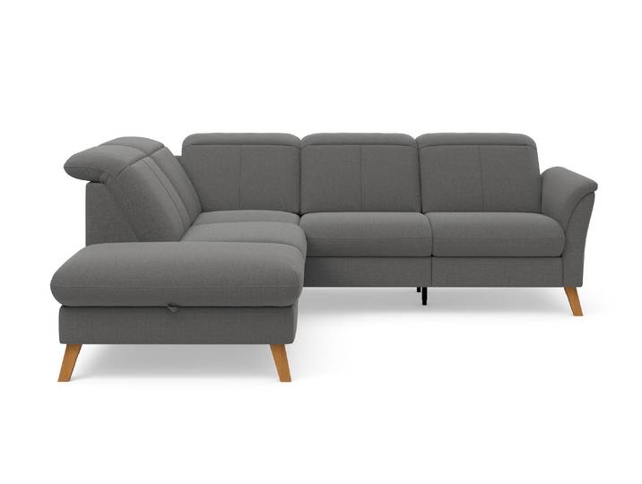 Ecksofa, Grau, 250x220 cm, Polyester, Mit TV-Funktion & Bettkasten, Modern, SIT & MORE
