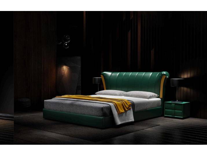 JVmoebel Bett Klassisches Holz-Doppelbett in elegantem Grünton (1-tlg), Made in Europa