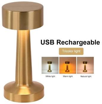 Uplift Picks Rechargeable Metal Touch Table Lamp For Warm Cordless Ambient Mood Lighting gold