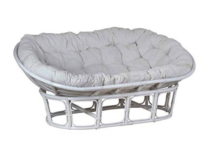 MiaMöbel Sofa Rattan 165x65x100 cm Modern 100% Baumwolle Rattan Weiß