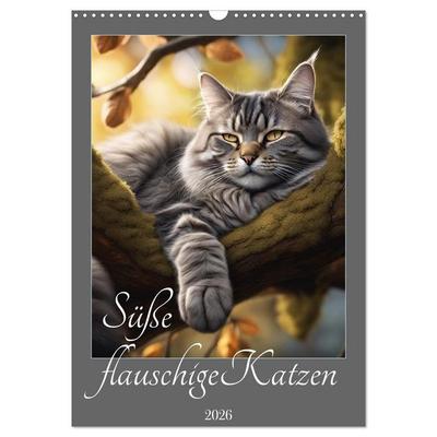 Süße flauschige Katzen (Wandkalender 2026 DIN A3 hoch), CALVENDO Monatskalender