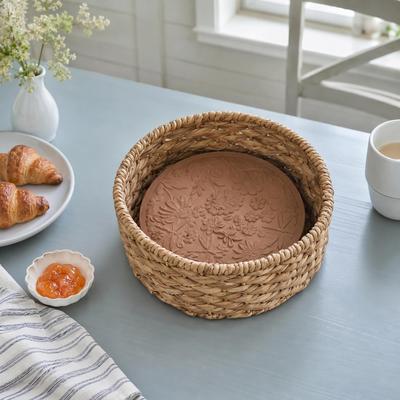 Eangee Home Design Bread Warmer Round Dragonflies and Blooms Unlidded Natural
