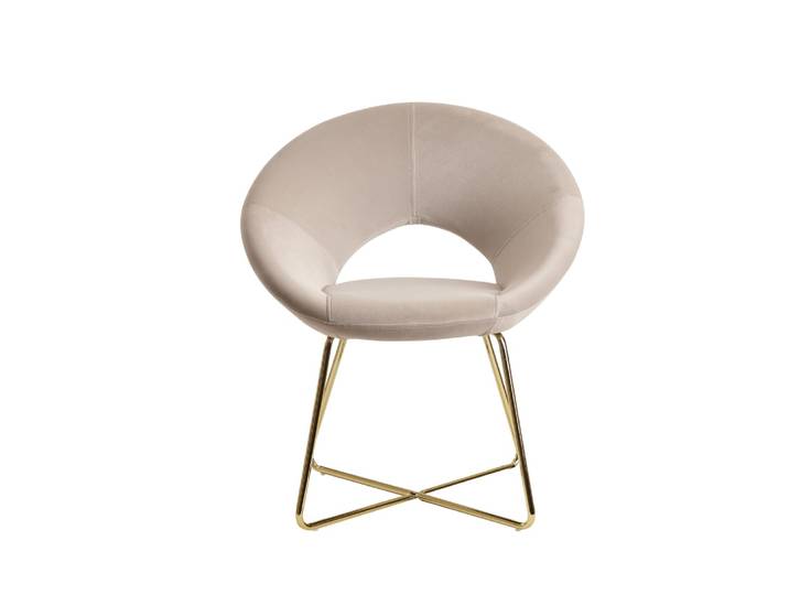 Chaise de salle à manger rembourrée en velours, beige