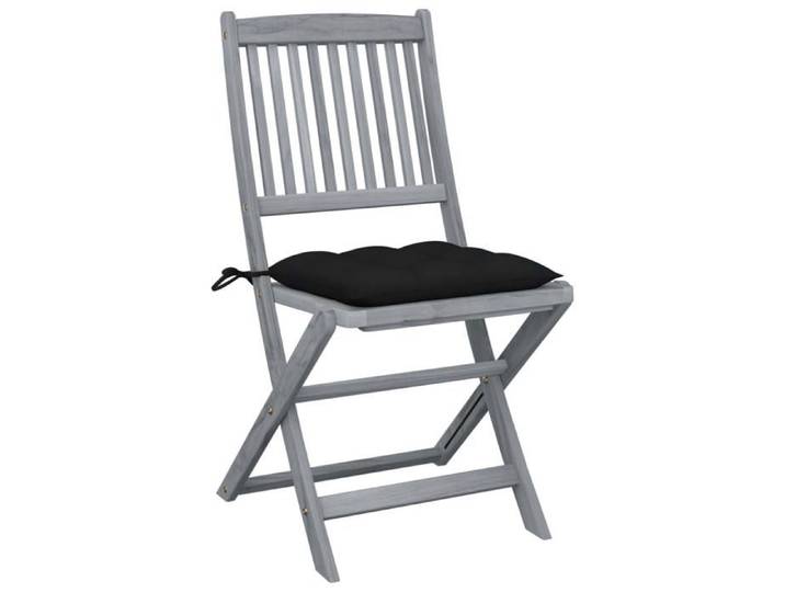 Chaises pliantes de jardin - vidaxl - Lot de 4 - Bois d'acacia - Coussins inclus - 48.5x57x91 cm - Pliable - Noir