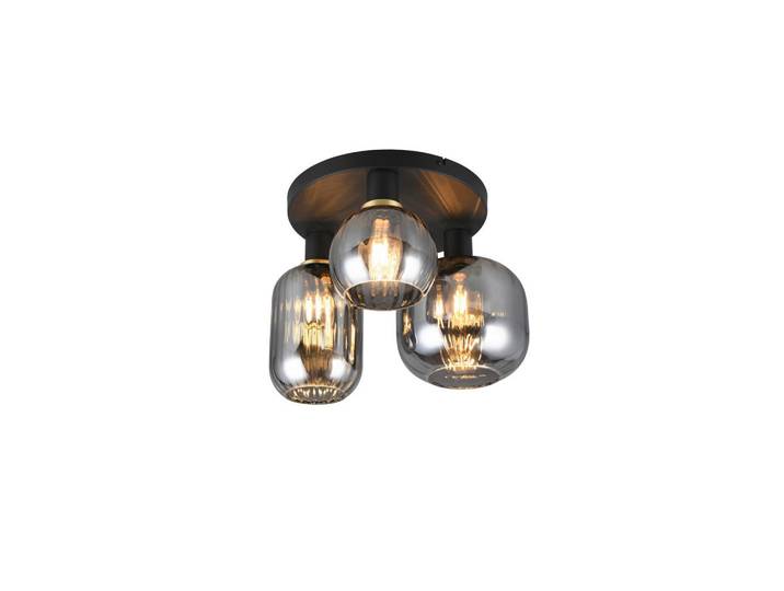 Trio Leuchten Deckenleuchte, Chromfarben, Schwarz, Metall, Glas, 28.5 cm, Lampen & Leuchten, Innenbeleuchtung, Deckenlampe, Deckenlampen