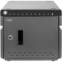 Mobiler Desktop Ladeschrank, 10 Ladestationen, für Tablets bis 14" schwarz, inkl. USB-C, Lüfter, UV-C Lampen
