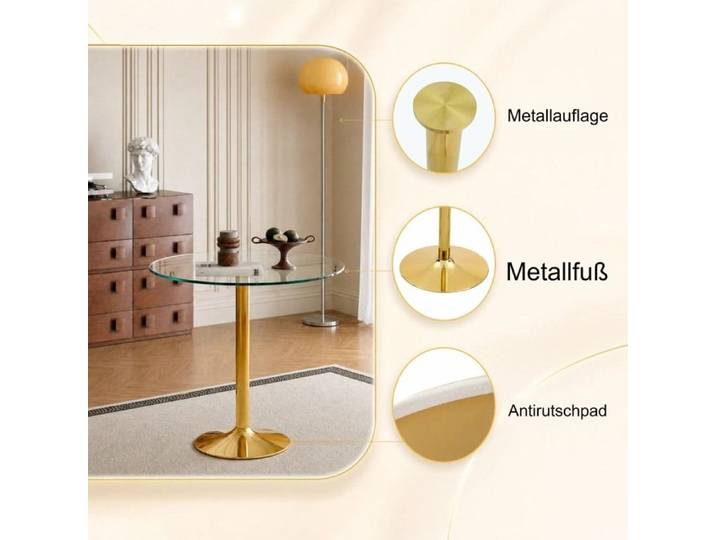 Table ronde en verre trempé il est le choix idéal moderne et minimaliste: avec un diamètre de 89 cm et une hauteur de 92 cm