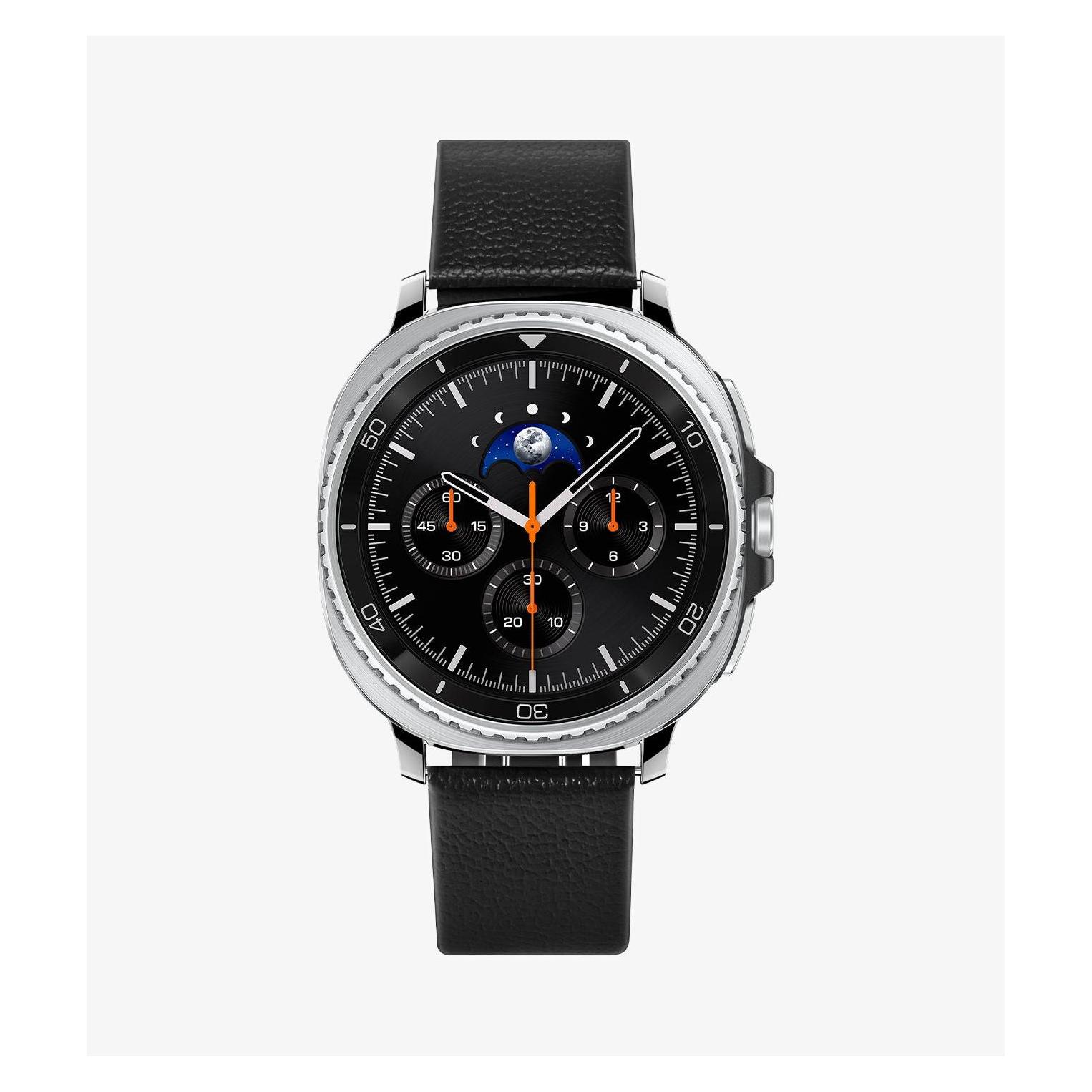 Spigen - Enzo - Samsung Galaxy Watch8 40mm/Watch8 44mm/Watch8 Classic, Genuine Goat Leather - Black (Genuine Leather, Metal, Natural Leather, Zermatt leather) (AMP10119)