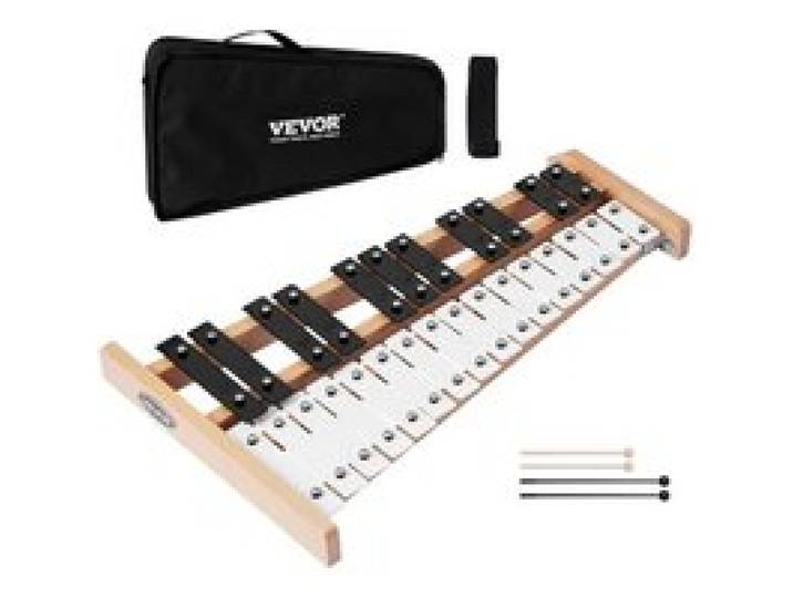 VEVOR Glockenspiel, 27-tonig, professioneel xylofoon-percussie-instrument, met SPCC-toetsen en metalen toetsen, inclusief 4 kloppers, draagtas, muziekinstrument voor beginners, muzieklessen