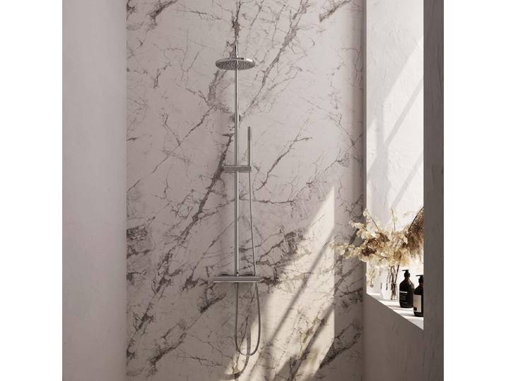 Brauer Chrome Edition Opbouw Thermostatische Regendoucheset - Hoofddouche 20 cm - Staafhanddouche - Doucheslang - Chroom