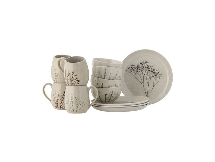 Ensemble de petit-déjeuner 12 pièces en grès Nature Bea
