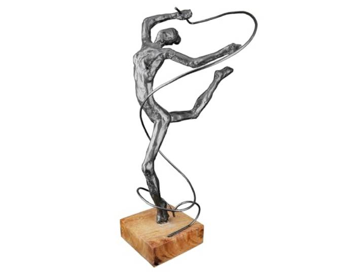 Casablanca Skulptur Körpergefühl, Deko Figur Anthrazit, Kunstharz u. Mangoholz Statue Wohnzimmer, Büro Dekoration H. 36,5 cm x B. 23 cm - Geschenk Moderne Skulpturen, Tanz Balett Tänzerin Figur