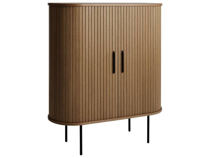 Hohe Kommode Gativel 100 cm mit Glashalterungen, Lamellen in