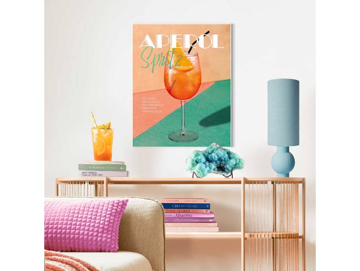 Gerahmtes Bild Aperol Time MDF Mitteldichte Holfaserplatte Orange 40 x 50 x 1cm