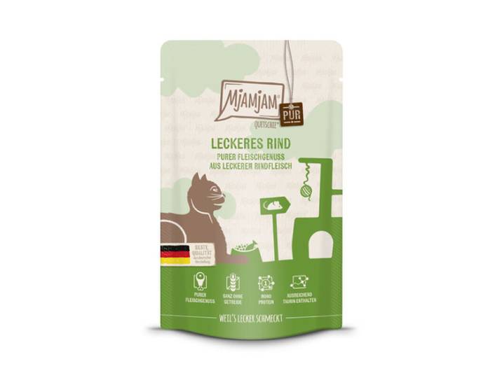 MjAMjAM Quetschie Nourriture humide pure pour chats Bœuf 125 g