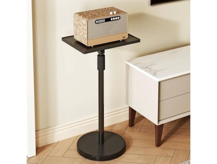 Verstellbarer Metall-Lautsprecherständer 60–145cm Bodenständer für Audio Höhenverstellbares Metall, teleskopisch 60–145cm, stabiler beschwerter Sockel, Audio(Black)