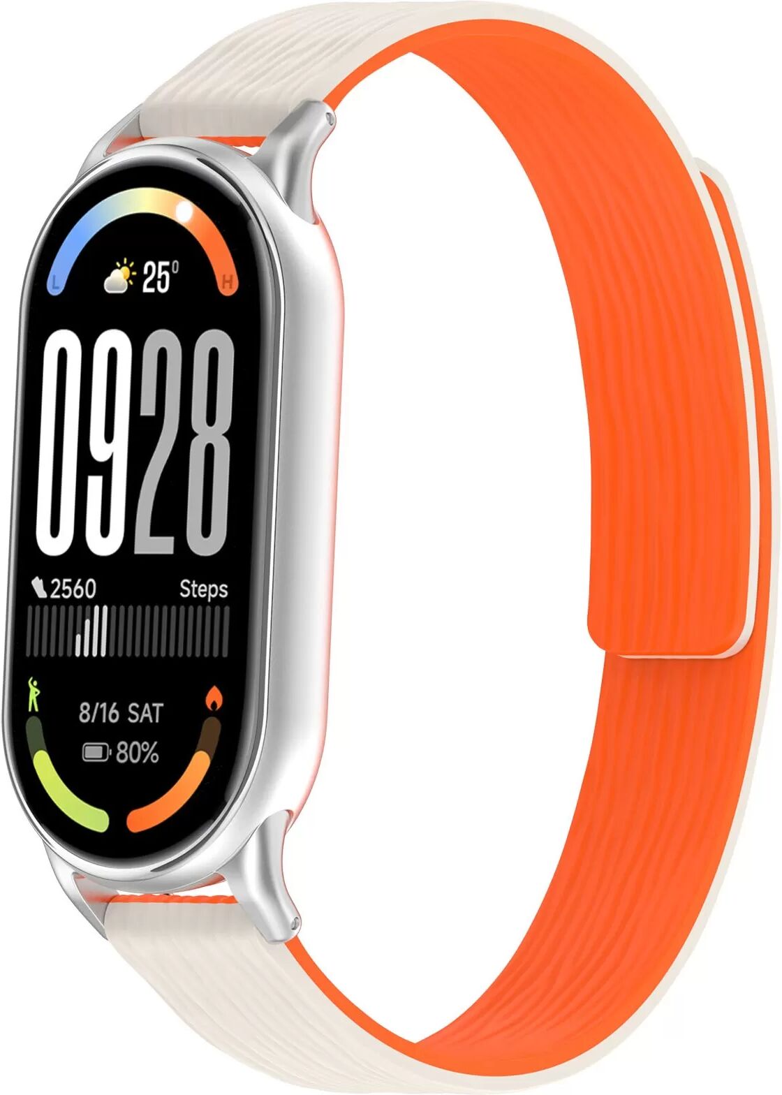 INF Magnetisches Silikonarmband kompatibel mit Xiaomi 10 – 12mm Anschluss Weiß+Orange