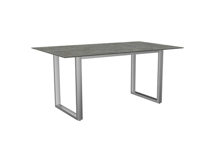 Stern Kufentisch 160x90 cm Edelstahl mit Tischplatte Silverstar