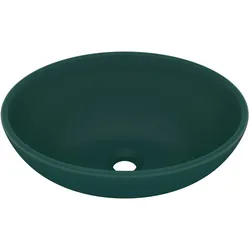 vidaXL Luxuriöses Ovales Waschbecken Matt Dunkelgrün 40x33 cm Keramik