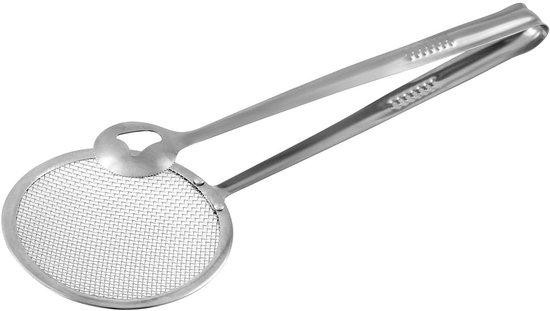 Zilverkleurige ronde skimmer van roestvrij staal, 28,5 x 10 cm
