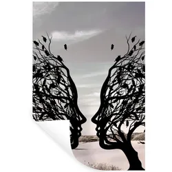 WANDTATTOO Strand - Meer - Menschen - Baum - Moderne Kunst Wandbild 40x60 cm