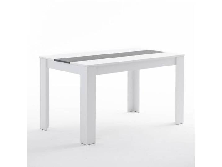 Table rectangulaire fixe d'intérieur Ulisse en bois mélaminé avec bande centrale 135x80 cm (Blanc et noir)