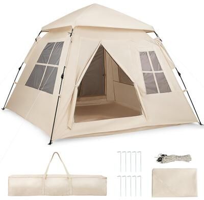 Costway 4 Person Camping Tent Portable Automatic Easy Setup with Rainfly and 2 Doors
