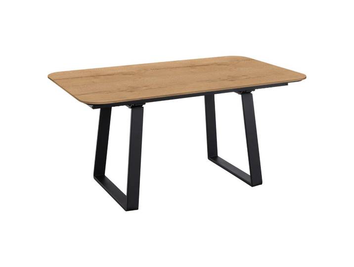 Celina Home Esstisch Rom, Schwarz, Eiche, Metall, rechteckig, Kufe, 95x76x180 cm, in verschiedenen Größen erhältlich, Holzdekoren erhältlich, Esszimmer, Tische, Esstische