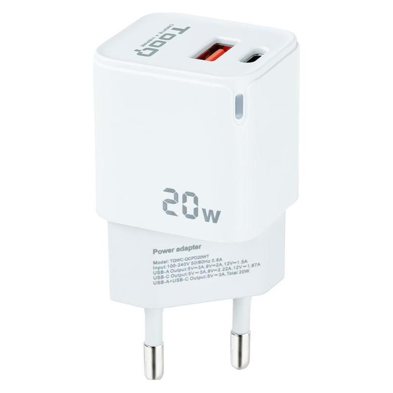 Tooq Technology TQWC-QCPD20WT Ladegerät für Mobilgeräte Weiss Indoor (20 W, 1 Port) (TQWC-QCPD20WT)