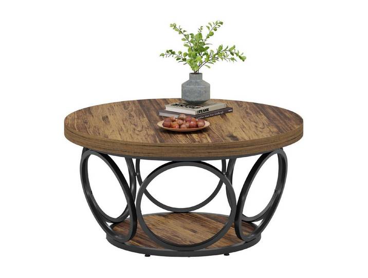LuxusKollektion Couchtisch Runder Couchtisch 80cm 2-Ebenen (1-St)