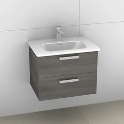 Artiqua 412 Waschtischunterschrank für Softmood T0557, Graphit Struktur quer, 412-WU2L-I30-7070-401 412-WU2L-I30-7070-401