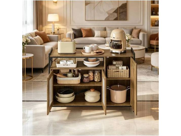 Bahut en style industriel avec étagère ouverte armoire de cuisine rangement polyvalent