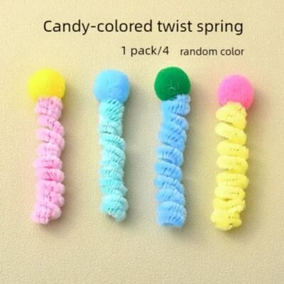 Uplifted Finds Colorful High Elasticity Wide Spring Cat Toy Multi Pack random Color 4 Pcs