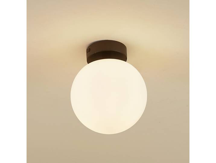 Bidolo Plafonnier IP44 Noir - Lucande - Salle de bains - Verre - Boule