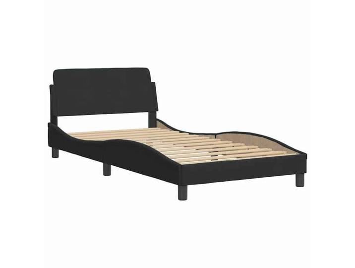 Lit 1 PLACE/Structure de lit - Moderne Cadre de lit Dover noir 100x200cm velours@6055852