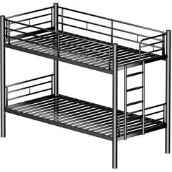 STILVORA Etagenbett Metall schwarz 190x90x155 cm, teilbar in 2 Einzelbetten, mit Sicherheitsgeländer