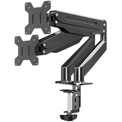 Esperanza ERW020 Gas-Tischhalterung für zwei Monitore 17-27" bis zu 6kg (Tisch, 27", 6 kg), Monitor Halterung, Schwarz
