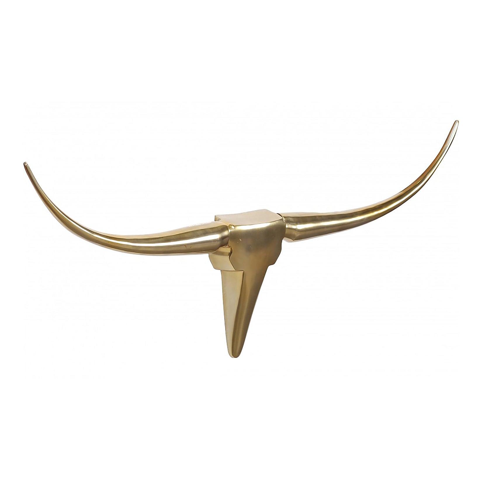 FineBuy Deko Geweih Bull M Aluminium Design Hörner 100cm Wanddekoration Gold