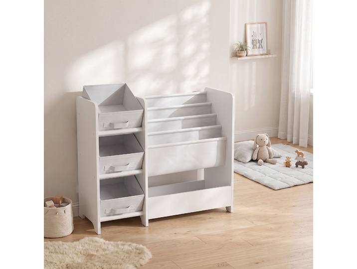 AIYAPLAY Meuble Rangement Enfant 3 Niveaux Blanc 64,5x30x66cm