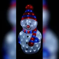 Lex LED Weihnachtsfigur Acryl Schneemann 58 cm beleuchtet 96LEDs Weihnachtsdeko blau : 58 cm 96 LED : Blau