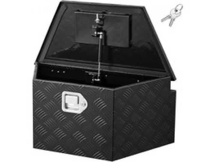 VEVOR Deichselbox Truckbox 660 x 330 x 305 mm aus Aluminium, 50 kg Belastbare Werkzeugaufbewahrungsbox mit Schloss & Schlüsseln, Anhängerbox für Pickup-Ladeflächen RV SUVs Geländewagen, Schwarz