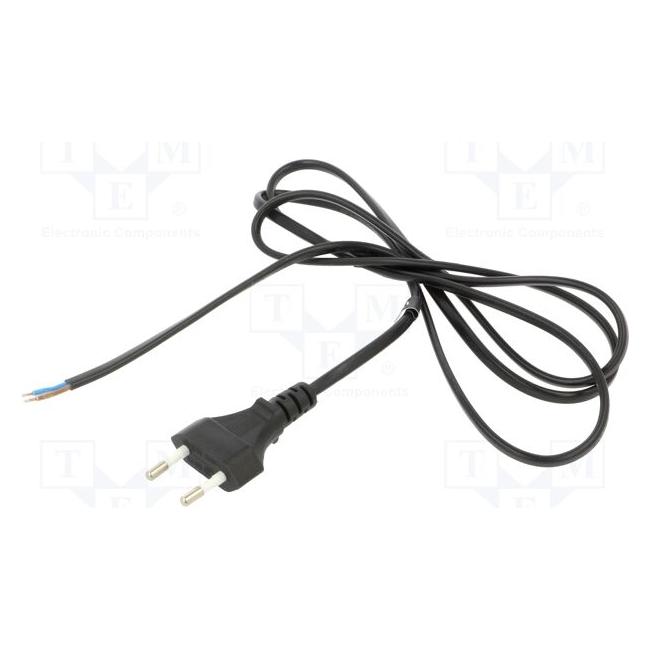 MPL POSAC-CEE7/16BK16: POS AC cable CEE7/16-YJ01(2,5A)-tinned ends H03VVH2-F2G0,75 L=1600 black (1.60 m) (POSAC-CEE7/16BK16)