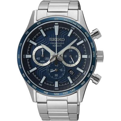 Chronograph SEIKO, silber (silberfarben), Armbanduhren, Herren, Chronograph, Armbanduhr, Quarzuhr, Herrenuhr, Stoppfunktion, Datum