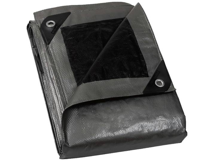 Abdeckplane 2 x 2 m Wasserdicht Grau/Schwarz, Kunststoff, 25x1.7x30 cm, Gartenzubehör, Abdeckung für Gartenmöbel