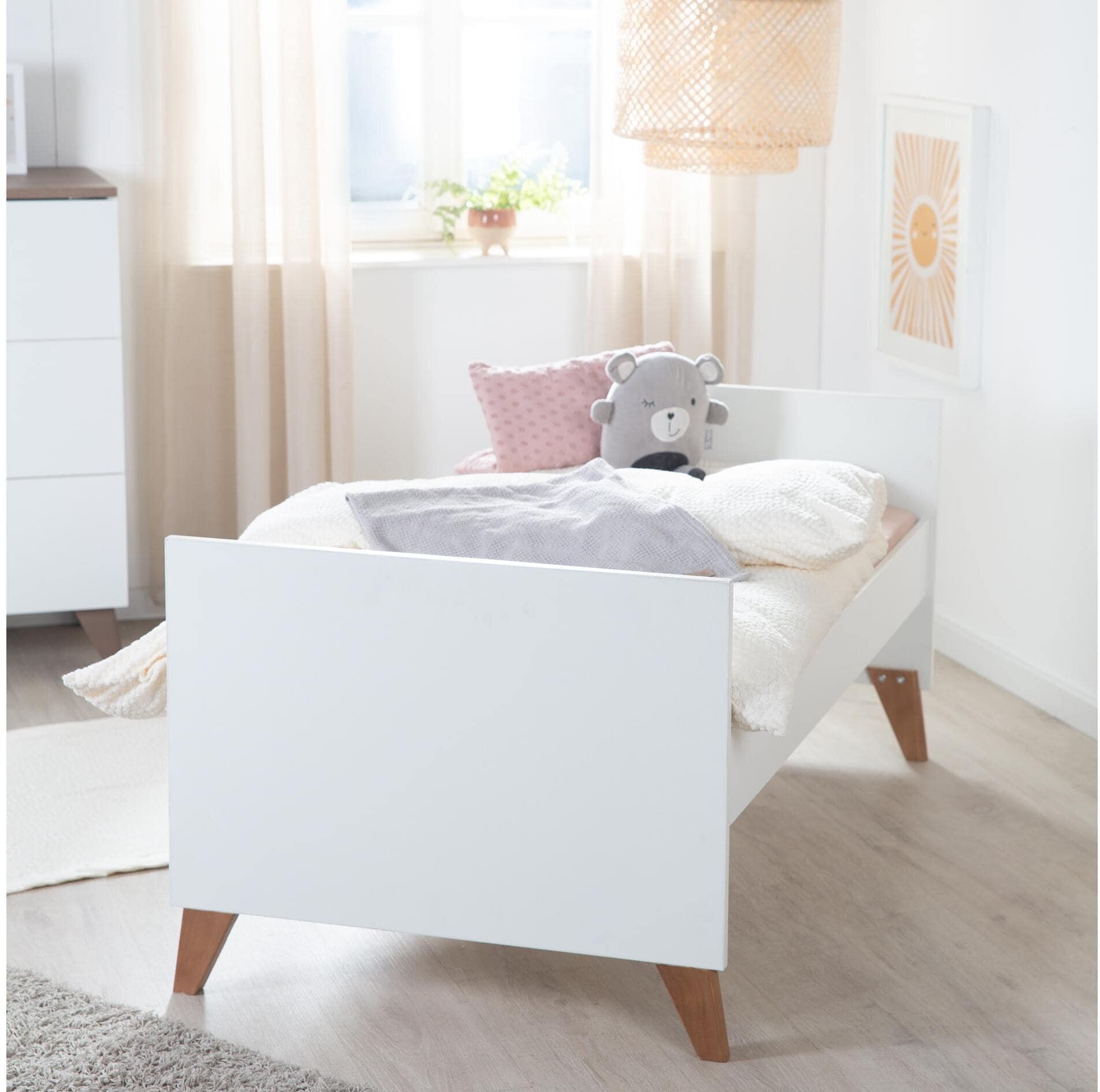 Kinderbett ROBA "roba Kombi-Kinderbett 70 x 140 cm", Baby, Gr. Höhe Bett: 82cm, weiss (eiche weiß), Betten Kinderbett eiche weiß Höhe Bett: 82cm