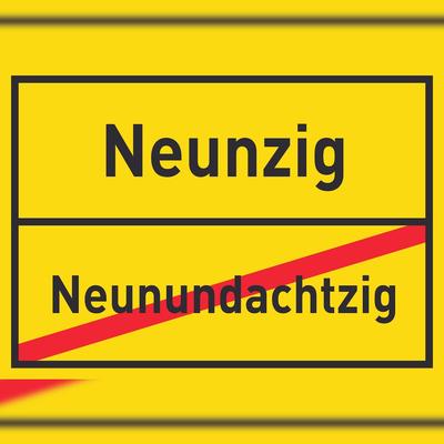 HB-Druck Neunzig Neunundachtzig Schild Ortsschild A2 (420x594mm)